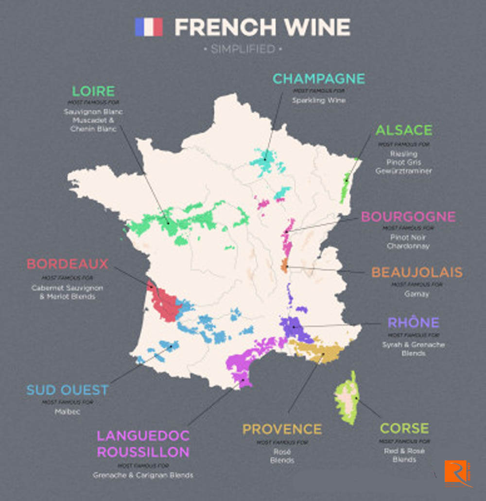 Mỗi vùng rượu vang Pháp sản xuất những loại rượu vang nào?