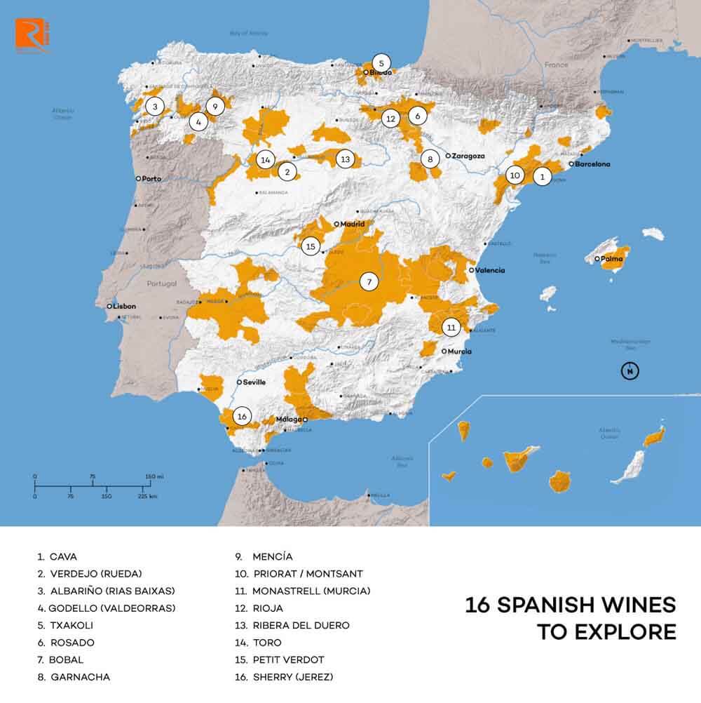 Rượu vang Tây Ban Nha tuyệt vời là loại nào trong 77 giống nho bản địa và 69 vùng rượu độc đáo.