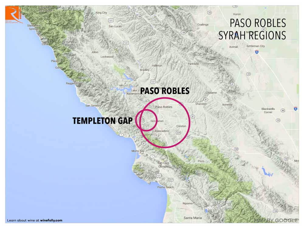 Một trong những vùng làm rượu tốt nhất của thế giới về Syrah đã phát triển ở vùng phía tây của Paso Robles AVA
