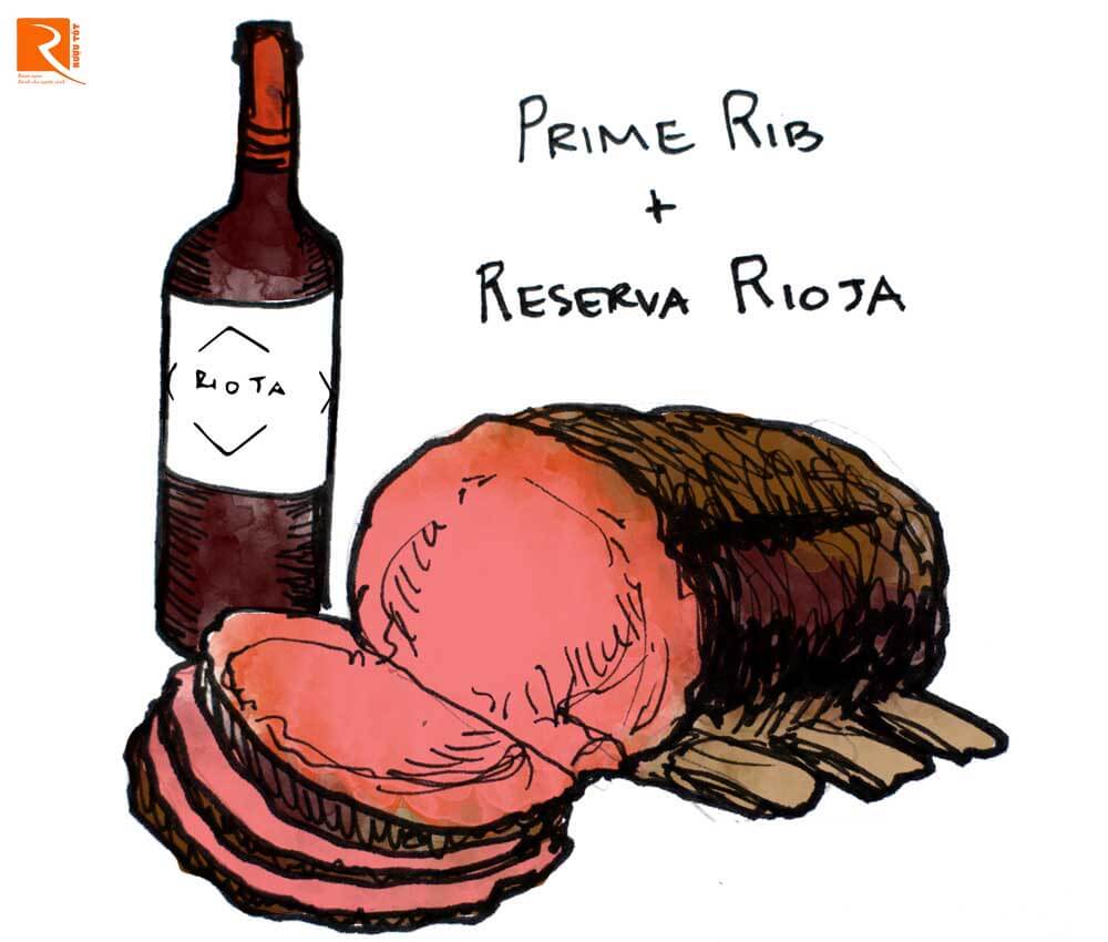 Sườn chín và Reserva Rioja