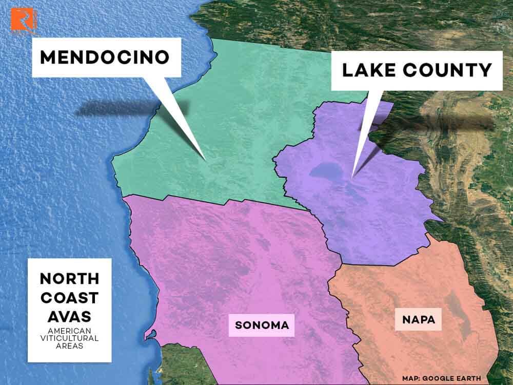 Hai vùng Mendocino và Lake này sản xuất hai phong cách rất khác nhau