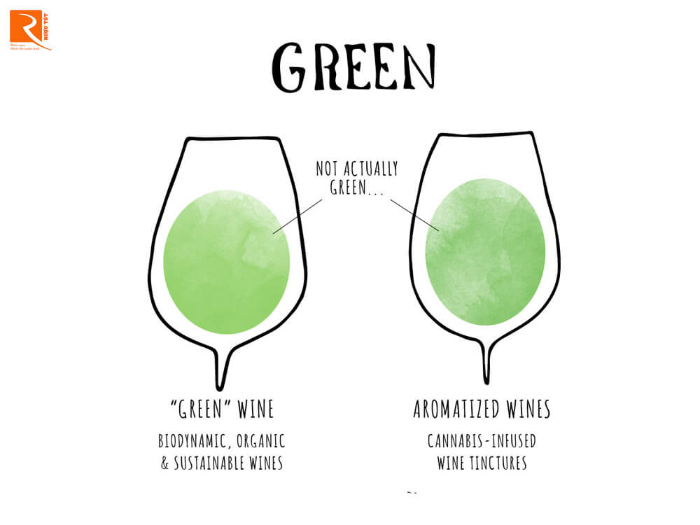 Các loại rượu vang hữu cơ hoặc sinh học sẽ thường được mô tả có màu này.