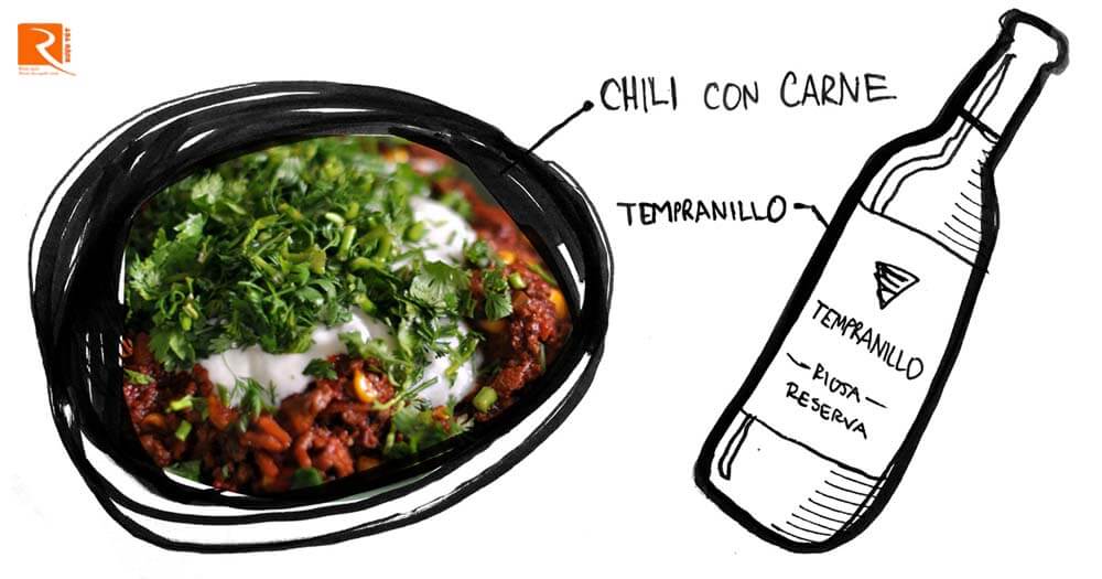 Chili Carne với Tempranillo