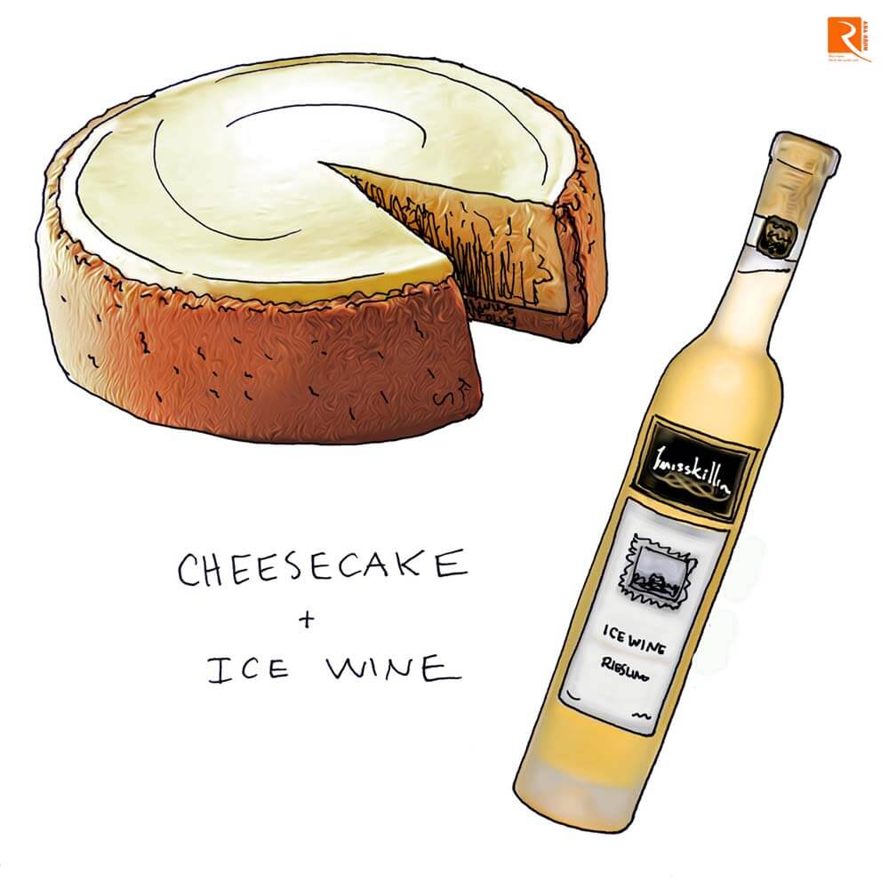 Cheesecake cổ điển và rượu vang Riesling