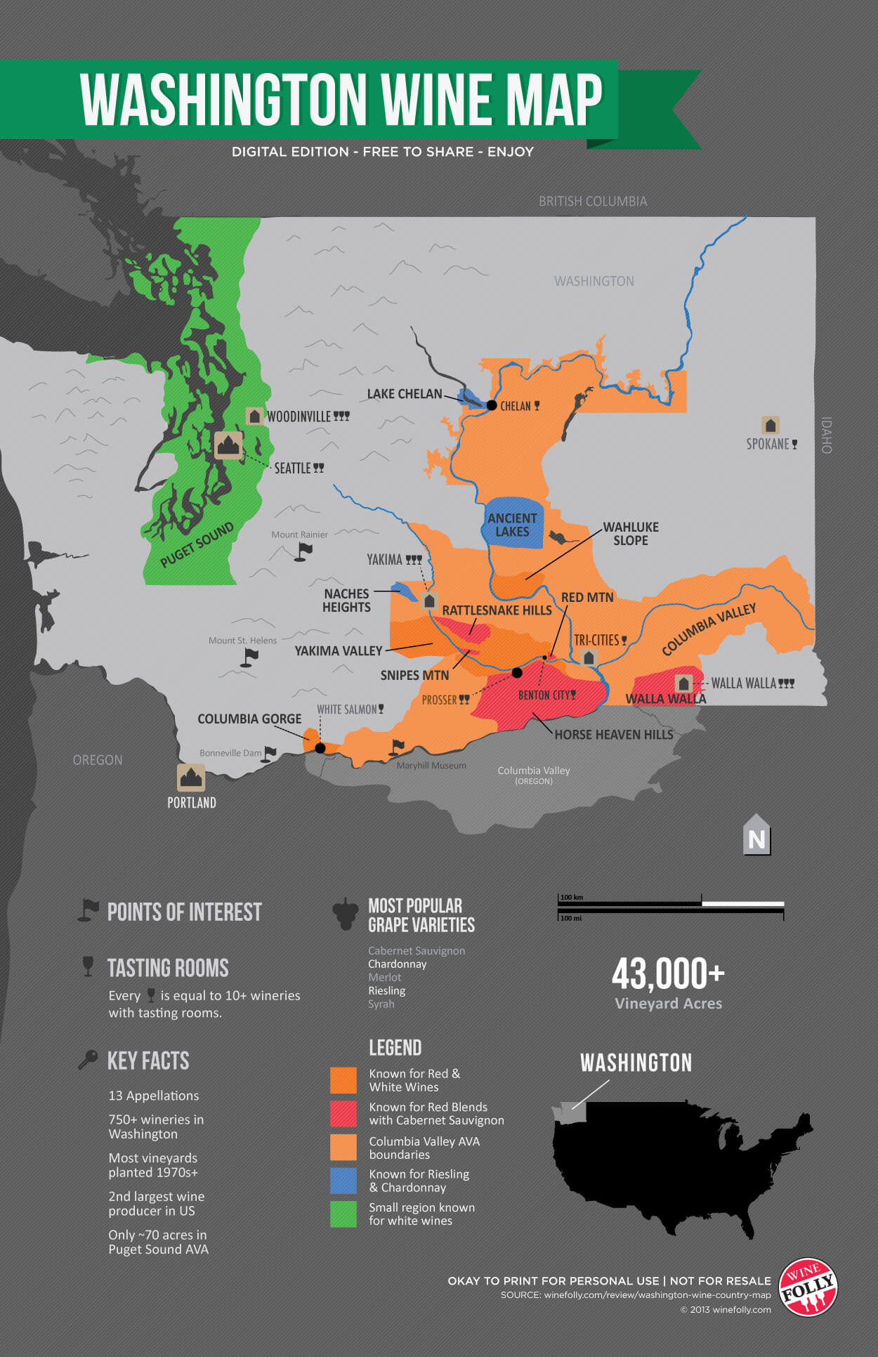 Bản đồ vùng rượu vang Washington