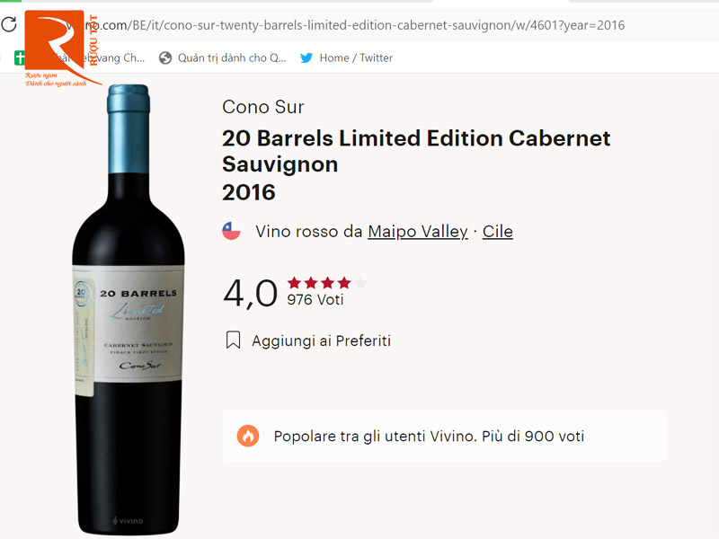 Vang Chile 20 Barrel Limited Edition Cabernet Sauvignon