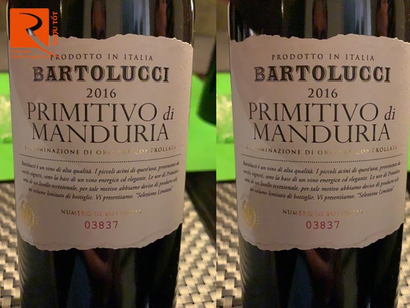 Rượu Vang Ý Bartolucci Primitivo Di Manduria