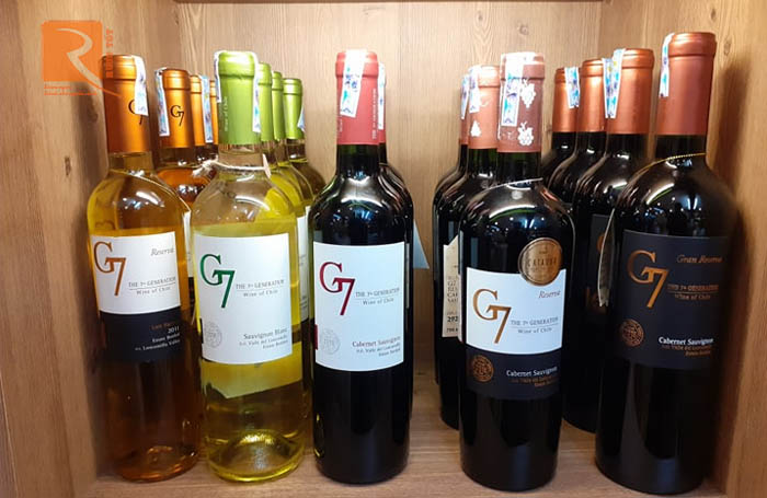 Rượu vang Chile G7 các nhãn hàng