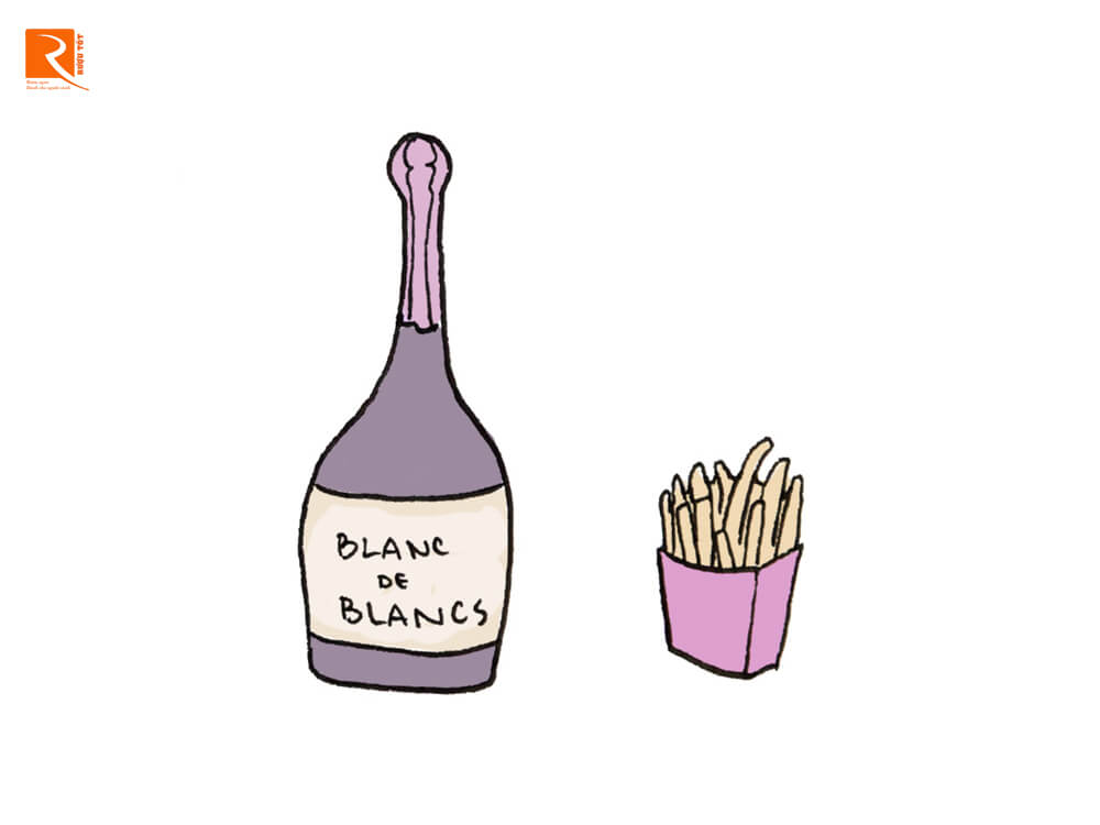 Rượu vang sủi tăm được làm bằng Chardonnay thường được gọi là Blanc de Blancs.