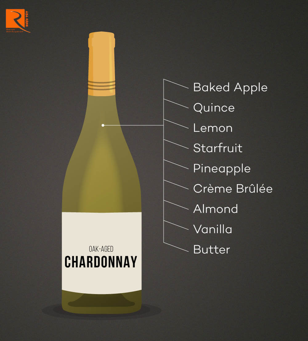 Có mùi vani và kem trong các loại rượu vang Chardonnay
