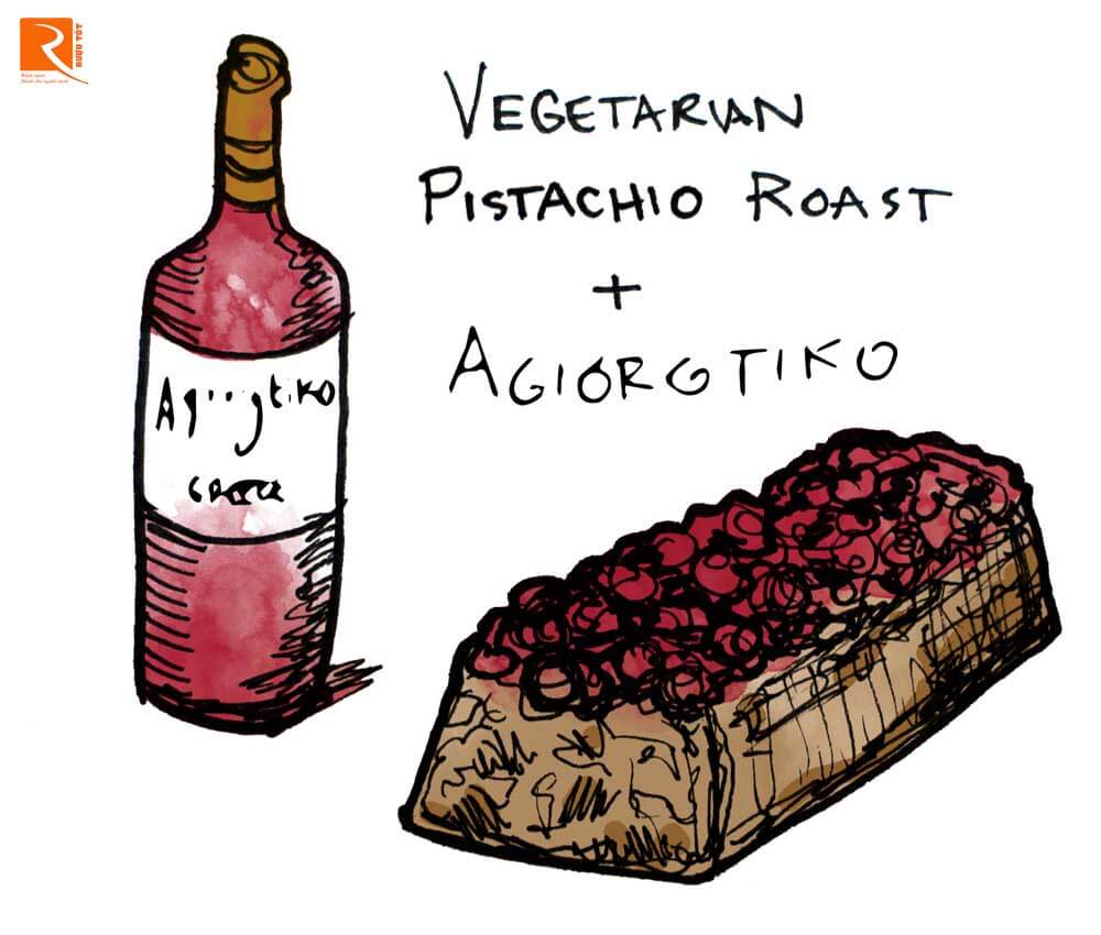 Vegetarian Pistachio Cranberry Roas và Agoirgitiko