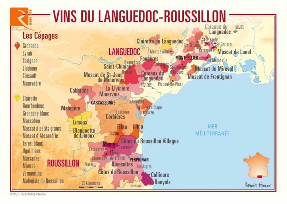 Languedoc-Roussillon là khu vực sản xuất rượu vang lớn nhất của Pháp. 