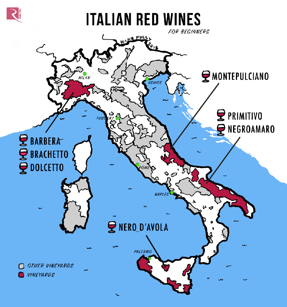 Rượu vang đỏ Ý tốt nhất cho người mới bắt đầu.