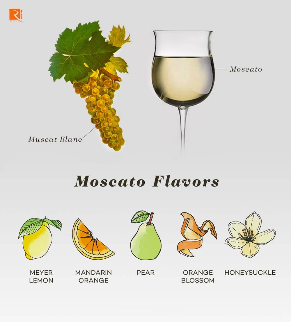 Phục vụ rượu vang nho Muscat Blanc.