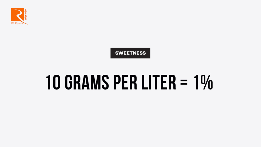 10 gram đường được coi như 1% độ ngọt trong rượu