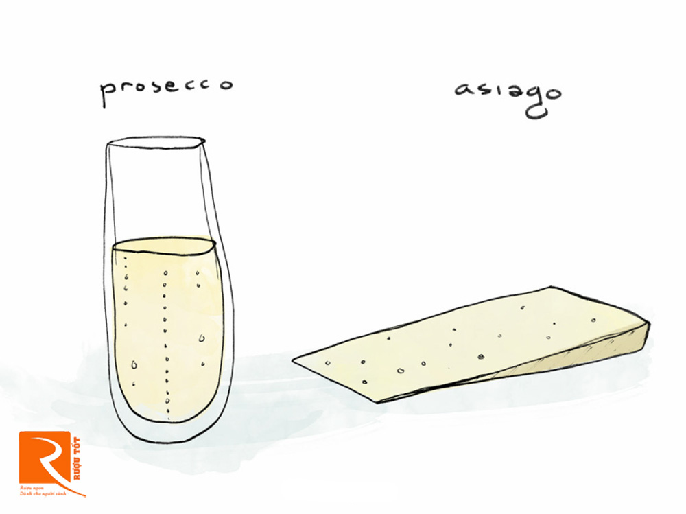 Kết hợp Prosecco với asiago hoàn hảo