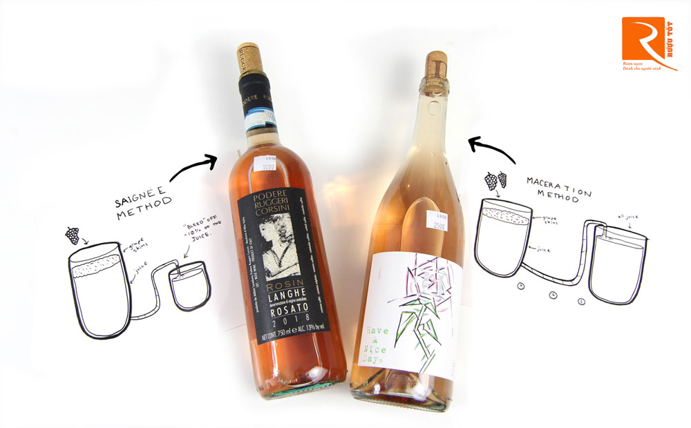 Hai phương pháp làm rượu vang hồng chính.