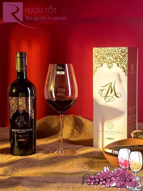 Rượu vang M Limited  Merlot Salento hộp quà