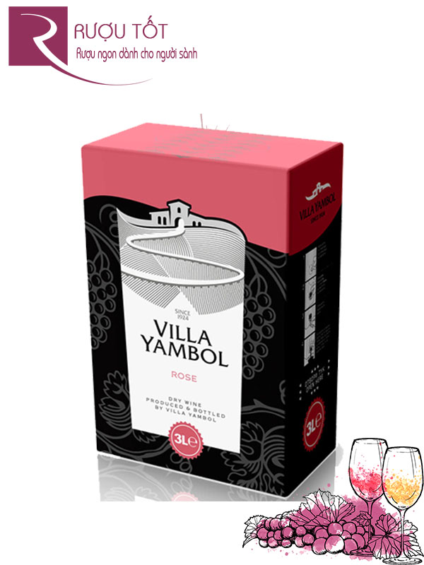 Vang bịch Pháp Villa Yambol Rose Dry Wine 3L