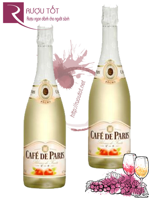 Giá sale 1đ Rượu Vang nổ Pháp Cafe De Paris Blancs de Fruits Peach