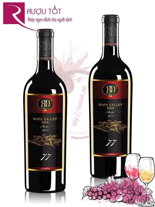 Rượu vang 77 Reserva  Merlot Napa Valley Hảo hạng
