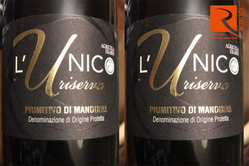 Rượu vang L'Unico Riserva Primitivo