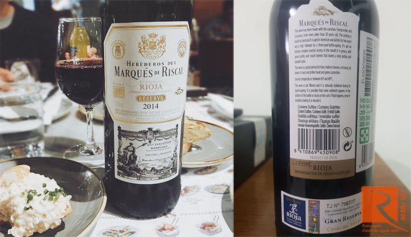 Vang Tây Ban Nha Marques de Riscal Tempranillo Rioja Riserva