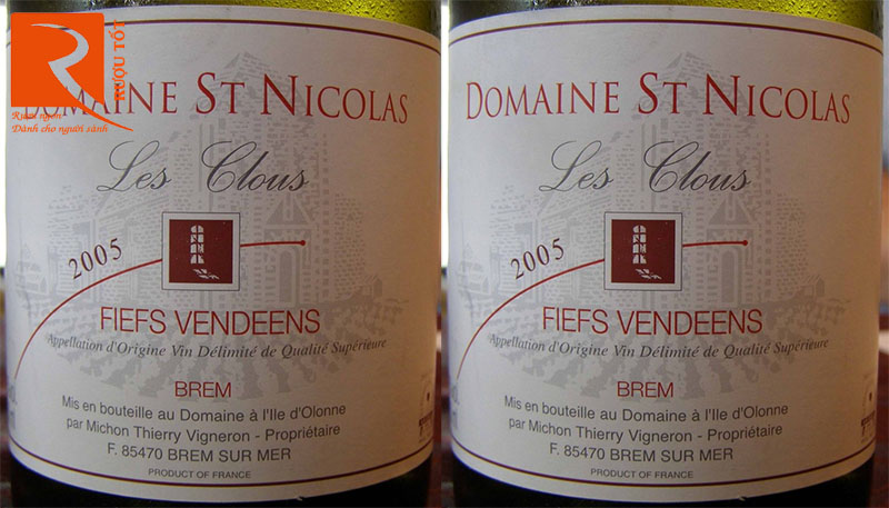 Rượu Vang Domaine Saint Nicolas Les Clous Fiefs Vendeens Brem