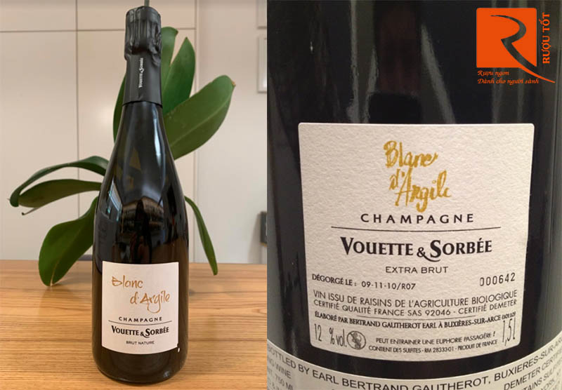 Rượu Vang Blanc d Argile Champagne Vouette Et Sorbee Extra Brut