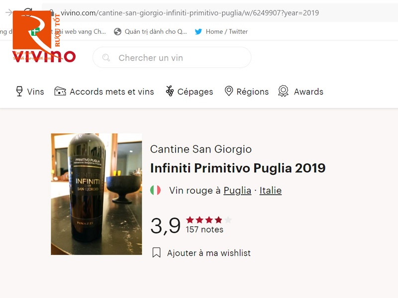 Rượu vang Ý Sentieri Infiniti Salento Cantine San Giorgio IGP