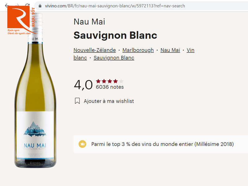 Rượu vang Nau Mai Sauvignon Blanc Marlborough