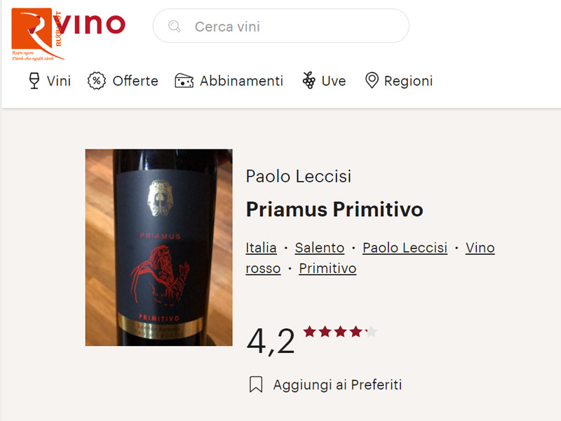 Rượu vang Ý Priamus Primitivo Salento IGT
