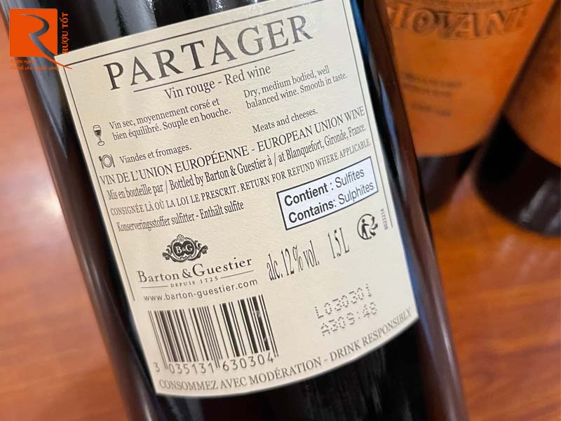 Rượu vang Pháp Partager Barton & Guestier