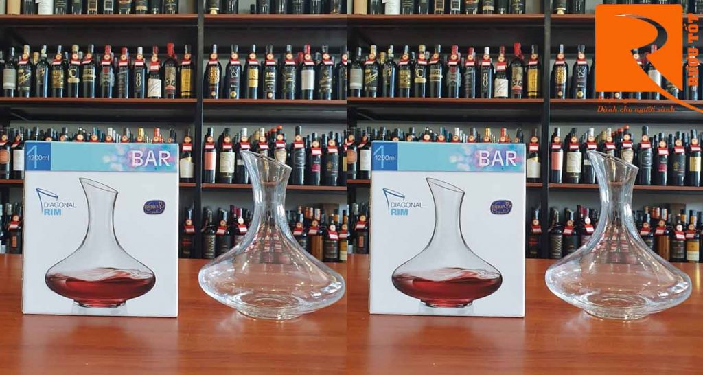 Bình thở rượu vang Pha lê Tiệp miệng chéo 1200ml Bình thở rượu vang Pha lê Tiệp miệng chéo 1200ml