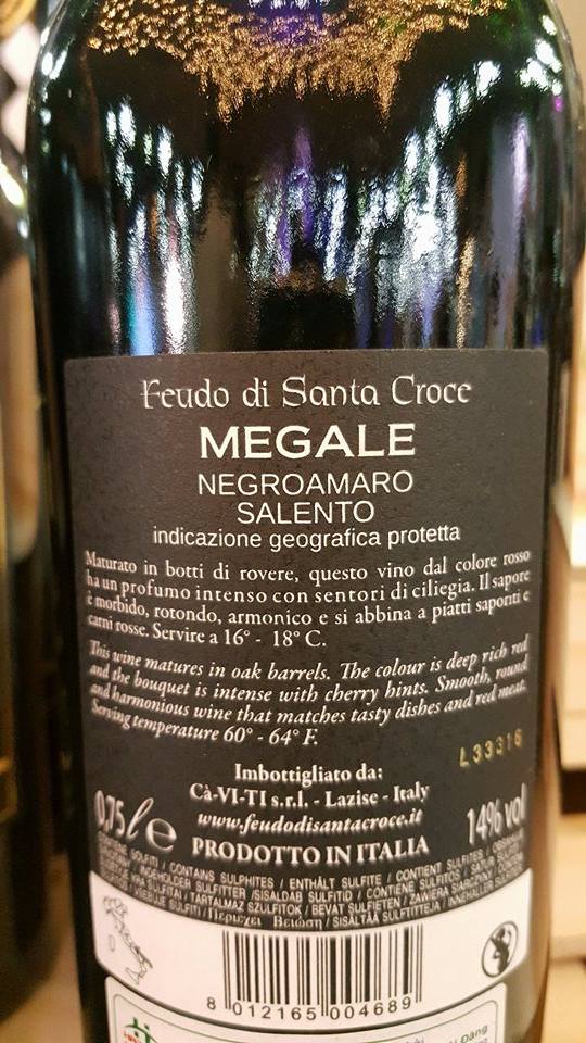 Rượu Vang Megale Black NegroAmaro Salento Tinazzi